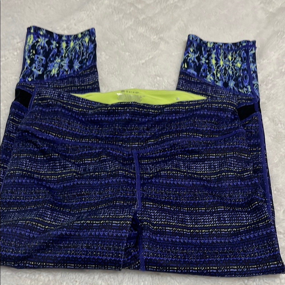 GAIAM Blue and Yellow Patterned Capris